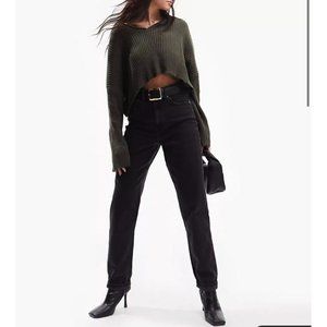 ASOS Women's Slim Leg Washed Black Rigid Denim Straight Leg Jeans Size SMALL EUC